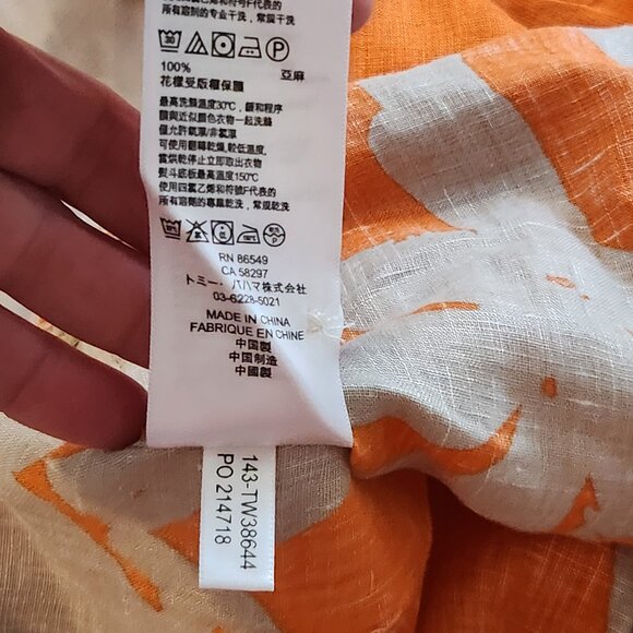 Tommy Bahama palm print orange button short sleeve blouse top shirt - Picture 5 of 8